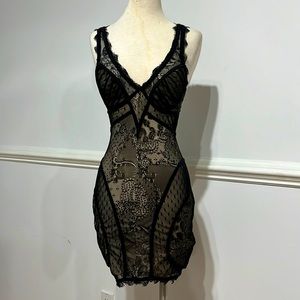 Bebe black lace mini dress